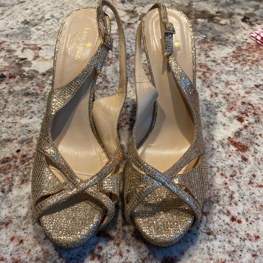 Kate Spade gold sling back sandal perfect for a special occasion/New Years Eve!